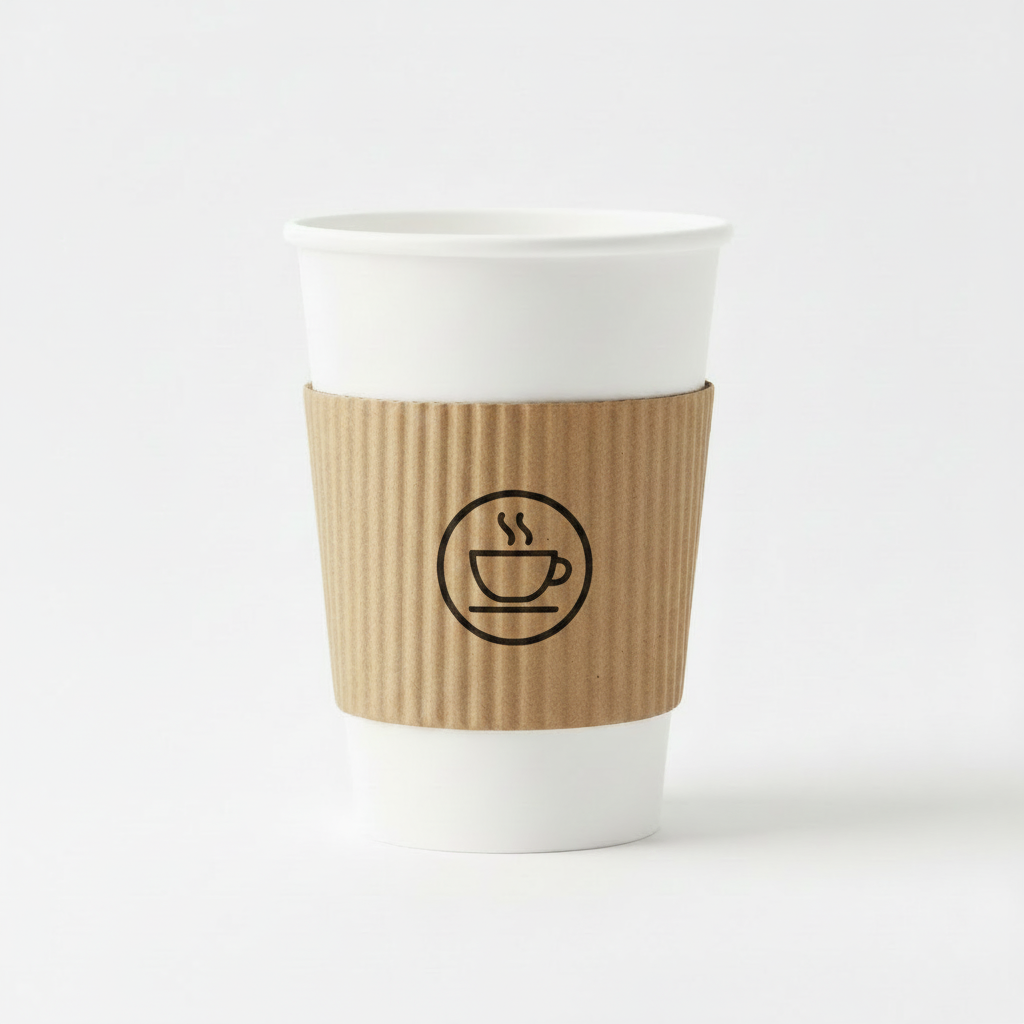 90mm kraft cup sleeve with custom logo on white coffee cup