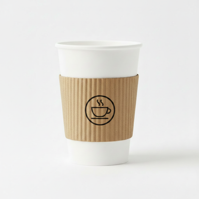 90mm kraft cup sleeve with custom logo on white coffee cup