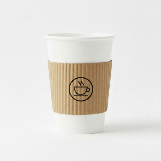 90mm kraft cup sleeve with custom logo on white coffee cup